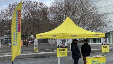 Bundestagswahl 2025 FDP Koblenz Wahlkampfstand